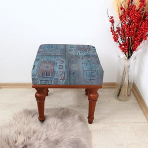 Elegant Blue-Toned Square Chair, Stylish and Graceful Seating, Comfortable Ottoman Stool for Modern, Classic & Contemporary Interiors