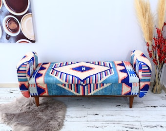 Almacenamiento para la entrada, Banco con brazos, Sofá floral, Asiento largo, Banco de comedor, Otomana con almacenamiento, Muebles hechos a mano, Banco de cama, Banco oriental