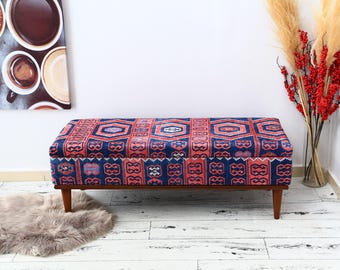 Entryway Bench, White Ottoman, Shoe Storage Chest, Upholstered Coffee Table, Clothes Storage, Soft Top Footstool, Bohemian Bench,