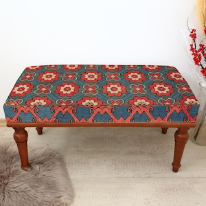 Frontdoor Bench, Piano Bench, Ottoman Bench, Upholstered Bench, Turkish Rug Bench, Kilim Bench, Home Decor Bench, Handmade Ottoman Seat