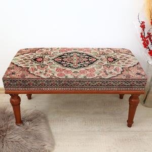Handmade Bench, Ottoman Bench, Footstool Bench, Soft Seat, Upholstered Entry Bench, Make Up Stool, Piano Bench, Hallway Bench, Kilim Bench