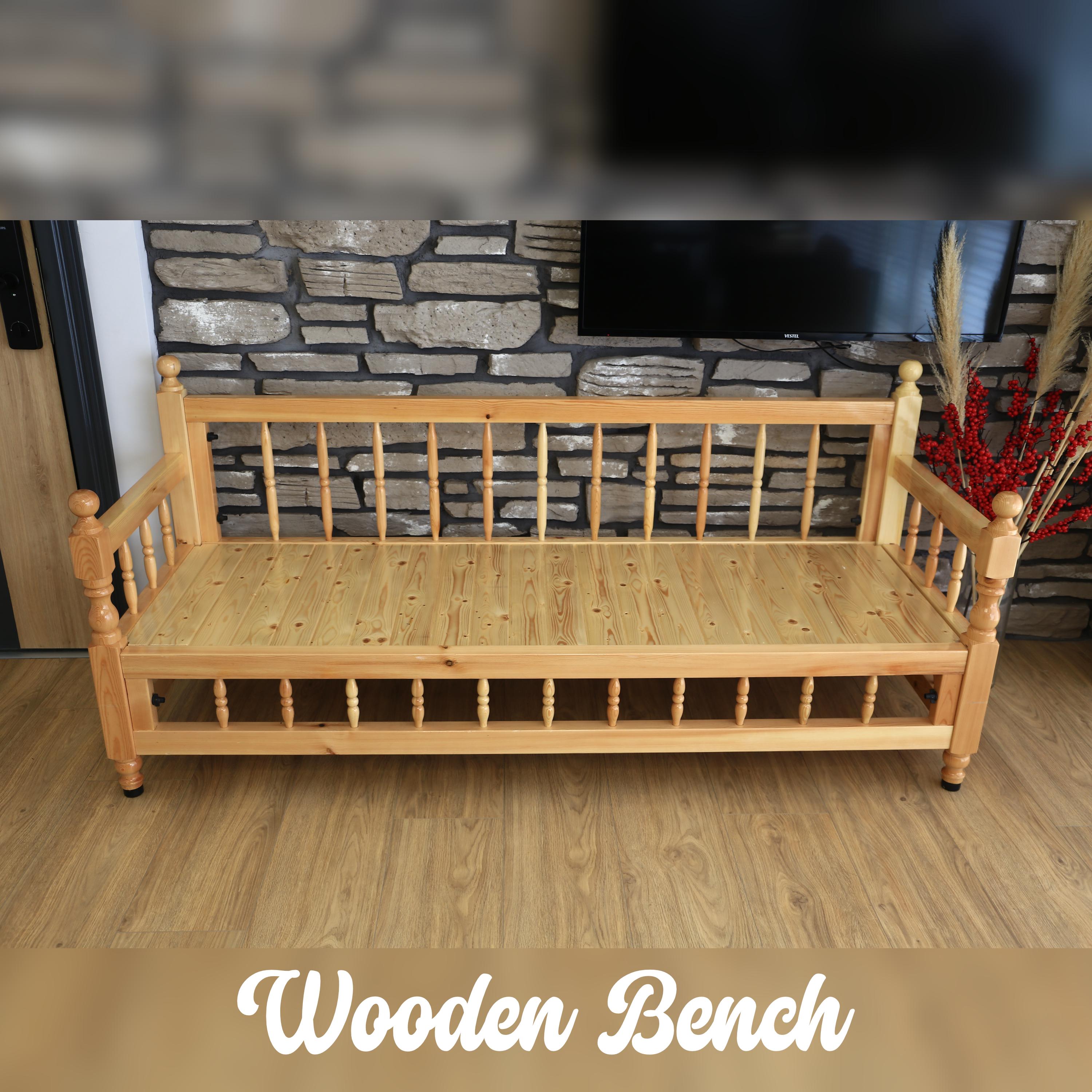 Mini Divan Bench Wooden Bench, Solid Wood Sedir Bench, Moroccan Style Wooden Bench ...
