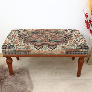 Turkish Hall Bench, Handmade Dining Table Bench, Bedroom Bench, Wood Bench, Upholstered Turkish Stool, Farmhouse Bench, Make Up Bench