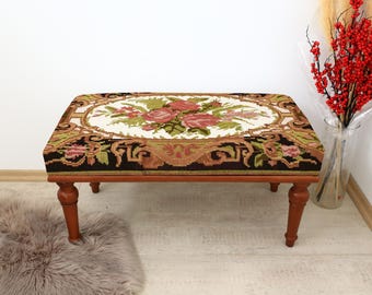 Banco oriental, muebles hechos a mano, banco tapizado, banco otomano, banco reposapiés, silla de tocador, banco para piano, banco puf, banco para recibidor