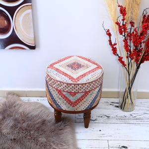 Upholstered footstool, Pouf chair, Porch chair, Mudroom bench, Bohemian bench, Entry bench, Vanity chair, Ottoman bench Round Bench