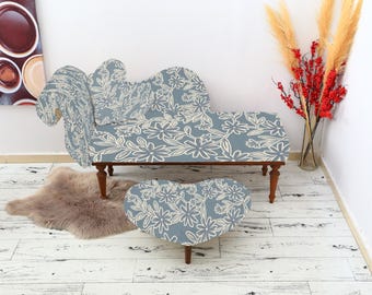 Modern Loveseat Chaise Lounge Chair Upholstered Sofa with footstool Reclining Bench Kilim Bench Ottoman Bench for Comfortable Family Living