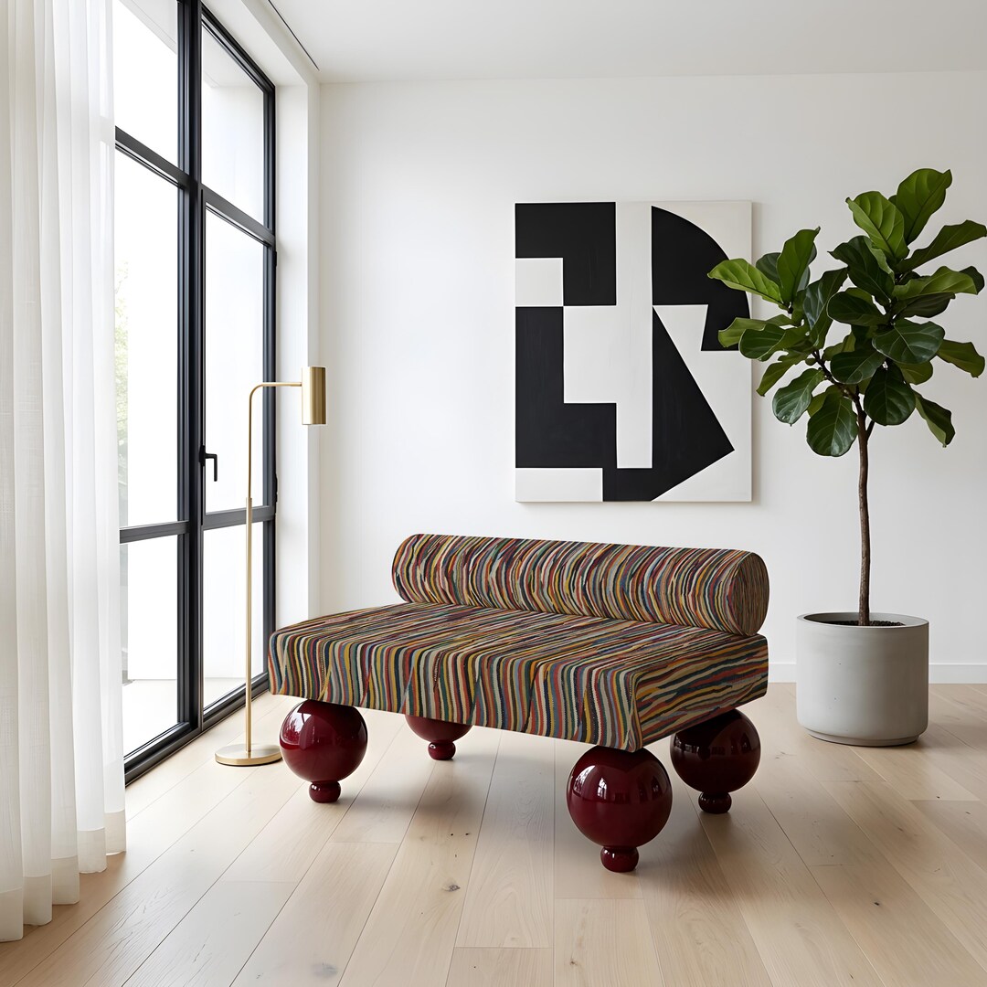 Aesthetic Bench, Patterned Bench, Decorative Bench, Boutique Decor ...