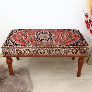 Decorative Foot Stool, Handmade Turkish Style, Ottoman Seat for Living Room, Chic Bedroom Decor Stool, Upholstered Hall Bench, Home Decor