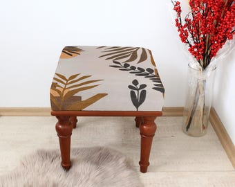 Ethnic Turkish Stool, Authentic Handcrafted Ottoman Seat, Unique Home Decor, Classic Ottoman Stool, Classy Style Rustic Wooden Stool