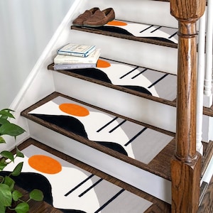 Stair Tread Rug, Abstract Rug, Anti-Slip Stair Carpet, Washable Rug, Elegant Stair Rug Treads, Area Rug, Antique Kilim Stair Treads Rug