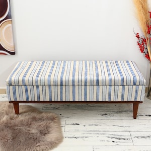 Entryway Bench, White Ottoman, Shoe Storage Chest, Upholstered Coffee Table, Clothes Storage, Soft Top Footstool, Bohemian Bench,