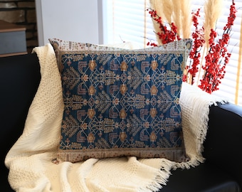 SEGXCFL Embroidered Pillow Covers – Elegant Blue Bow Pattern, 18x18 Inch, Luxury Sofa & Cushion Covers