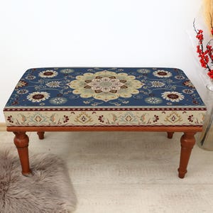 Upholstered Ottoman Furniture, Turkish Decorative Bench, Wooden Kilim Bench, Make Up Bench, Hallway Shoe Bench, Decorative Entryway Bench