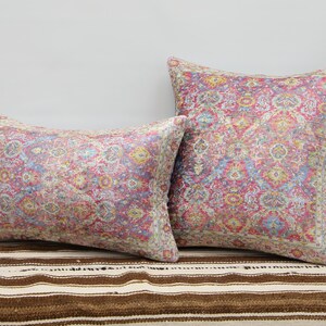 Floral Kilim Design Pillow, Boho Chic Throw Cushion, Decorative Lumbar Pillow for Home Decor, Bedding Pillow, Ethnic Pillow, Sofa Pillowcase