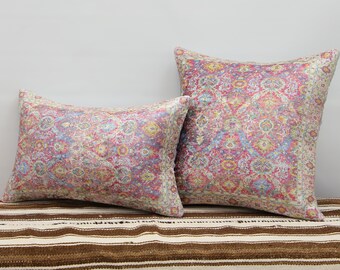 Floral Kilim Design Pillow, Boho Chic Throw Cushion, Decorative Lumbar Pillow for Home Decor, Bedding Pillow, Ethnic Pillow, Sofa Pillowcase