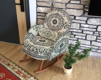 Muebles artesanales, mecedora de patio, mecedora de jardín, silla de descanso, silla para bebé, silla de lactancia, mecedora tapizada, mecedora infantil