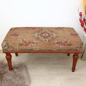 Upholstered Seat, Comfortable Home, Stylish Decor, Elegant Piece, Rustic Boho Bench, Wooden Style, Bohemian Home Decor, Farmhouse Entry