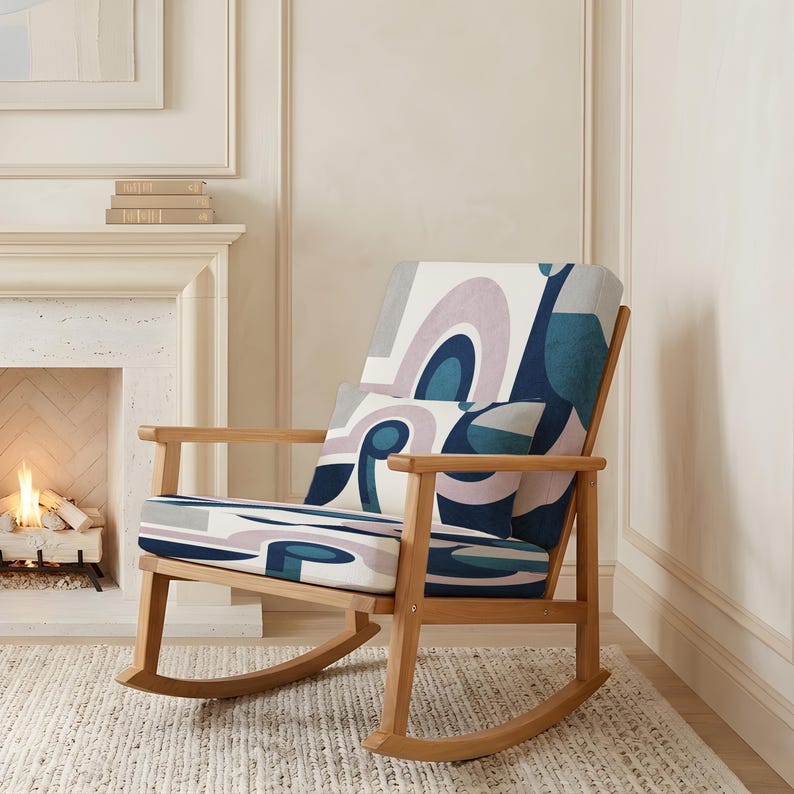 Simple Relax Rocking Chair Relax Rocking Chair, Made to Order, Maximalist Chair, Rug Print ...