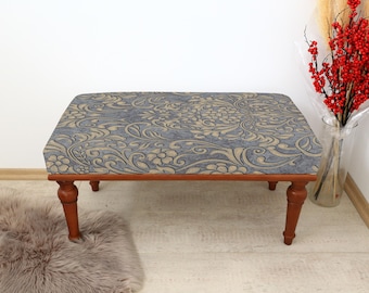 Ottoman Upholstered Bench, Handmade Furniture, Footstool Bench, Turkish Home Decor, Farmhouse Decor, Entry Bench, Custom Vanity Bench