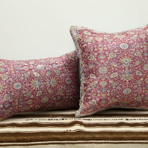 Floral Design Lumbar Pillow, Decorative Cushion for Home Decor, Soft and Chic Accent Pillow, Birthday Gift, Ethnic Pillow, Authentic Pillow