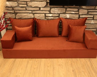 Luxury Modular Seating Set, Custom Velvet Floor Sofa, Modern Modular Living Room Seating, L Shaped Velvet Floor Sofa, Modern Low Couch Set