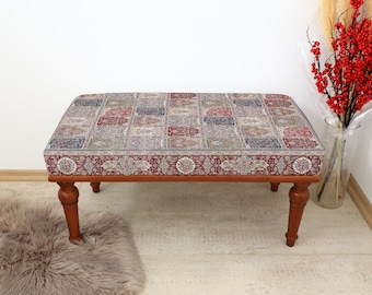 Handmade Furniture, Ottoman Bench, Vanity Bench, Entryway Bench, Bedroom Bench Seat, Wood Work Bench, Geometric Bench, Make Up Bench