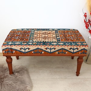 Upholstered Dining Bench, Vintage Style Bench, Bohemian Bench Seat, Wooden Bench, Ottoman Bedroom Stool, Antique Look Bench, Foyer Bench