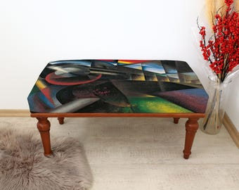 Modern Art Deco Bench, Porch Bench, Eclectic Bench, Aesthetic Ottoman Bench, Modern Shoe Bench, Game Room Bench, Living Room Decor for Young