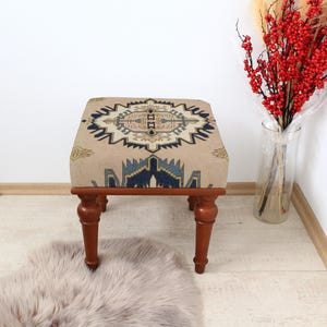 Elegant Square Bench, Handmade Upholstered Seat, Classic Home Accent, Handcrafted Elegant Square Bench, Soft Upholstered Seat