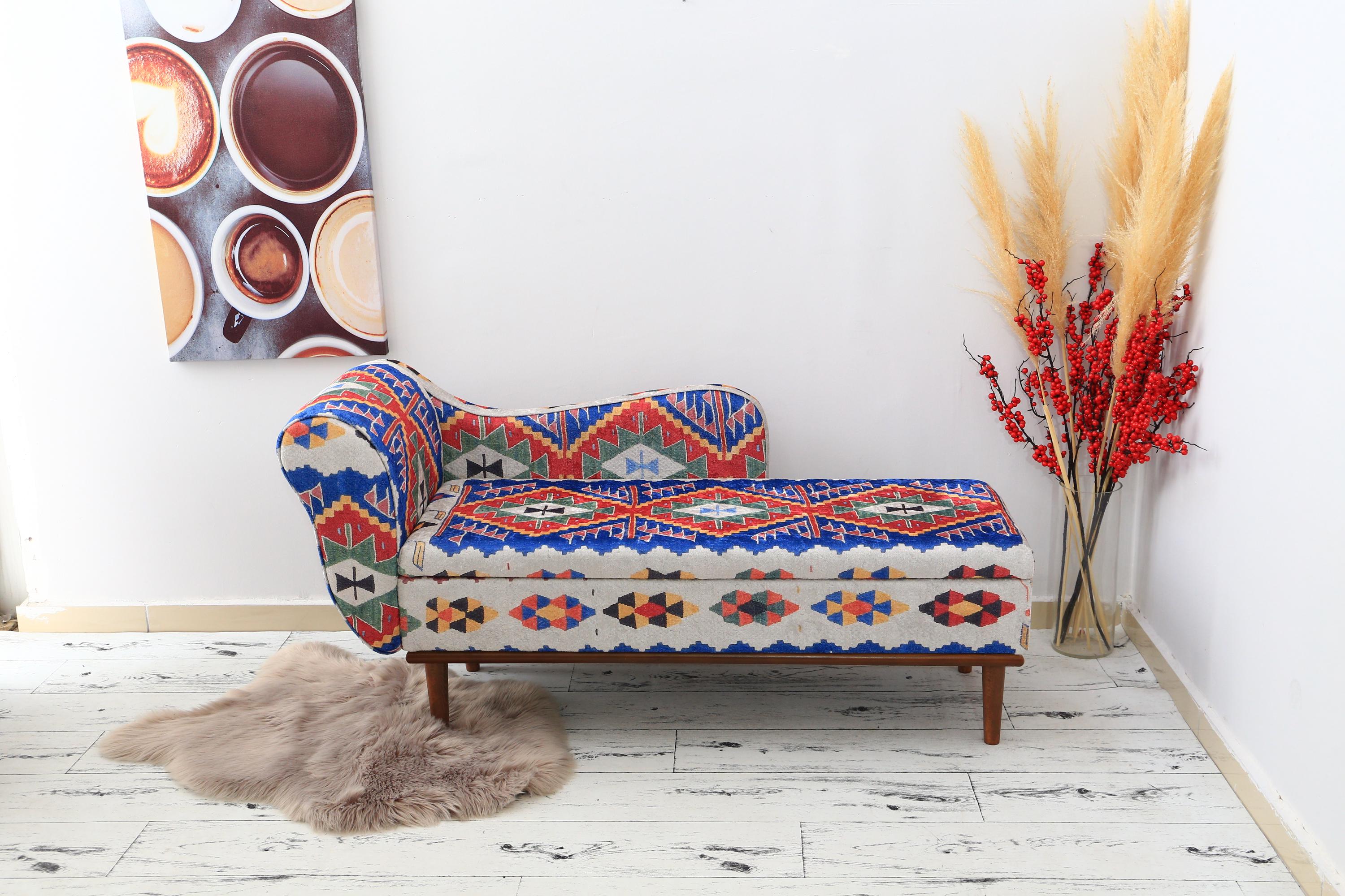 Bohemian Loveseat Sofa, Handcrafted Vintage Style Seating, Cozy Stylish Furniture for Living Room, Boho Chic Decor, Kilim Bohemian Loveseat
