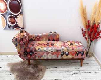 Sofá chaise longue, sofá cama, sofá tapizado, muebles hechos a mano, sillón relajante, sofá gato, sofá salón, sofá boho, SOFÁ