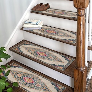 Stair Rug, Anti-Skid Decorative Carpet, Soft Kilim Runner for Steps, Home Staircase Mat, Non-Slip Floor Protector, Stair Easy to Clean, Rugs