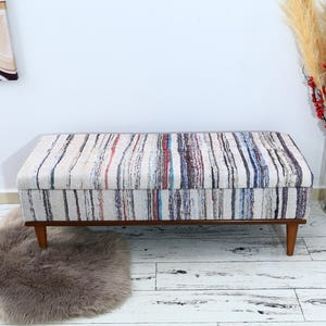 Entryway Bench, White Ottoman, Shoe Storage Chest, Upholstered Coffee Table, Clothes Storage, Soft Top Footstool, Bohemian Bench,