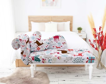 romantic furniture, statement piece, heart shaped furniture, office lounge, farmhouse decor, rug bench, turned legs, divan sofa bench
