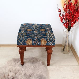 Handcrafted Ottoman Seat, Boho Style Footstool, Cozy Handmade Pouf, Rustic Handcrafted Ottoman Seat, Upholstered Footstool, Boho Home Accent