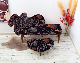 Comfortable Loveseat Chaise Lounge Chair Upholstered Sofa with footstool Reclining Bench Kilim Bench Ottoman Bench for Relaxing Home Lounge