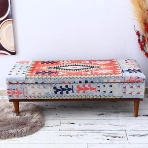 Handmade Furniture, Storage Bench, Storage Coffee Table, Entry Bench, Storage Chest, Vintage Stool, Upholstered Bench Storage,  Beige Bench