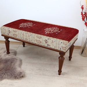Chic Bedroom Stool, Turkish Furniture Bench, Decorative Foot Stool, Bedroom Bench Seat Upholstered, Turkish Room Decor, Hallway Seating