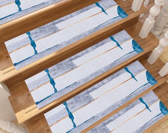 Boho Stair Treads, Non-Slip Carpet, Moroccan Style Rug, Rustic Stair Runner,  Vintage Carpet Rug, Bohemian Stair Runner, Pattern Runner