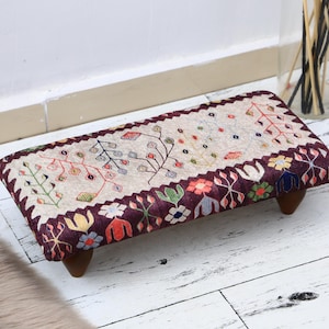 handmade stool, Shower stool, Bohemian stool, Bench with cushion, Fireside stool, Ottoman for chairs, Accent bench, Footstool bench,