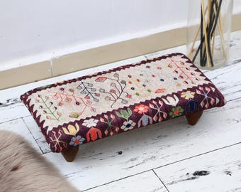 handgemachter Hocker, Duschhocker, Boho Hocker, Bank mit Kissen, Kaminhocker, Ottomane für Stühle, Akzentbank, Fußhocker Bank,