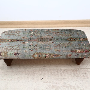 Authentic Illustrated Footstool, Rustic Handcrafted Seat, Unique Decorative Ottoman, Artistic Accent for Living Room or Reading Nook