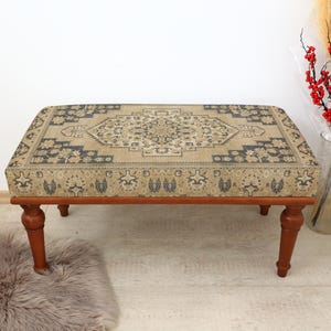 Upholstered Bench, Handmade Furniture, Footstool Bench, Kilim Rug Bench Ottoman Bench, Aztec Bench, Farmhouse Decor,Footstool , Ottoman rug