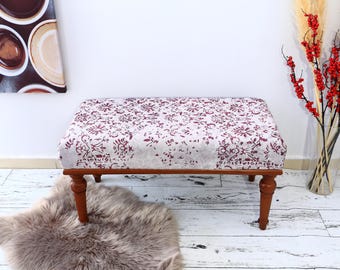 Turkish Rug Bench, Handmade Dining Table Bench, Turkish Rug Long Bedroom Ottoman Bench ", Wood Bench, Sitting bench, Farmhouse Bench