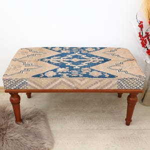 Kilim Rug Bench, Ottoman Upholstered Bench, Handmade Furniture, Footstool Bench, Aztec Bench, Farmhouse Decor, Entry Bench