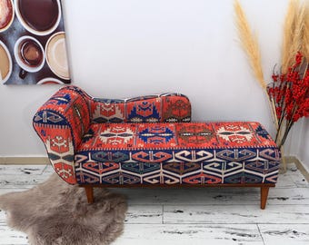 Sofá chaise longue, sofá cama, sofá tapizado, muebles hechos a mano, sillón relajante, sofá gato, sofá salón, sofá boho, SOFÁ