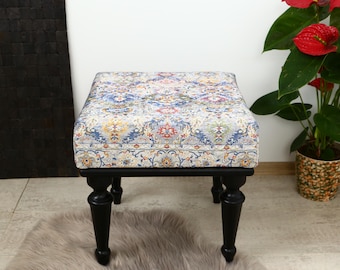 Floral Rug Bench, Upholstered Bench, Floral Rug Bench, Boho Piano Bench, Dressing Table Seat, Kitchen Furniture, Unique Bench,Bench