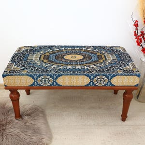 Decorative Hallway Bench, Bedroom Bench, Custom Handmade Furniture, Living Room Bench, Vintage Rug Design Bench, Entryway Ottoman Bench