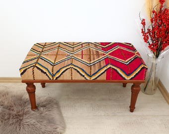 Vintage Rug Bench, Study Desk Bench, Piano Bench, Bench For Bedroom, Ottoman Bench, Hallway Bench, Upholstered Bench, Home Decor Bench