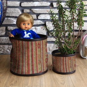 Rustic Planter Basket with Pot Holder, Towel Cabinet Basket, Decorative Plant Gift for Mom, Upholstered Organizer Planter, Decorative Basket